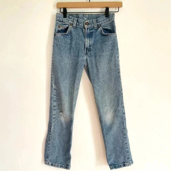Levi’s Vintage Orange Tab Children’s Jeans Straight Leg Light Wash Distressed 12 - Picture 1 of 11